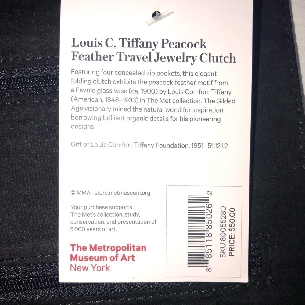 The Met Louis C Tiffany Peacock Feather Travel Jewelry Clutch Blue - Picture 3 of 9